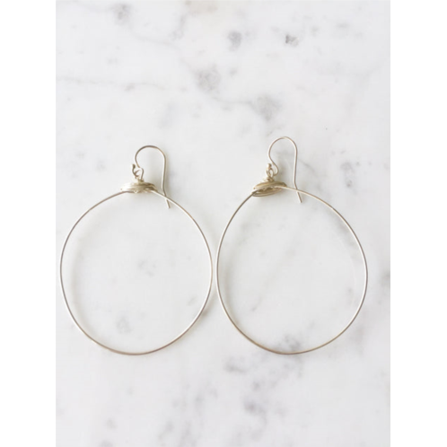 A Blonde and Her Bag large featherweight demi fine hoop earring in silver with silver wrap