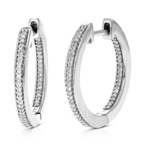 Vir Jewels 1/5 cttw diamond hoop earrings for women, round lab grown diamond earrings in .925 sterlinng silver, prong setting, 3/4 inch