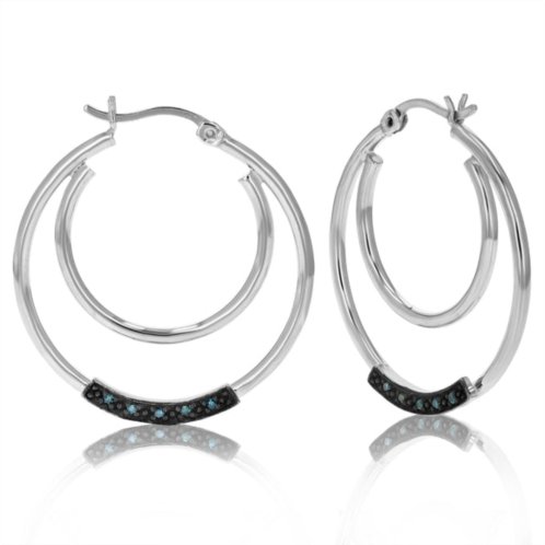 Vir Jewels 1/20 cttw blue diamond hoop earrings .925 sterling silver with rhodium plating