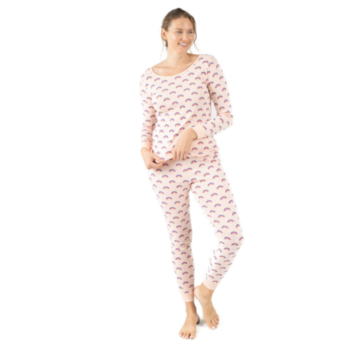 Leveret womens two piece cotton pajamas rainbow peach