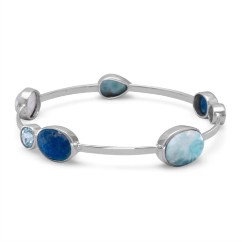 Liv Oliver sterling silver multi gemstone bangle bracelet