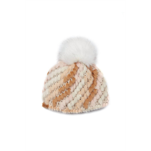 Jocelyn knitted multi faux fur pineapple hat in pastel multi