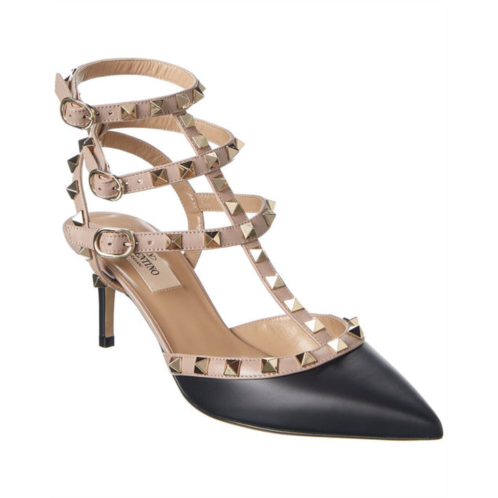 Valentino rockstud caged 65 leather ankle strap pump