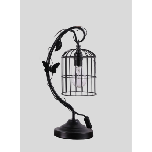 Simplie Fun 17.5 iris black butterfly garden metal table lamp
