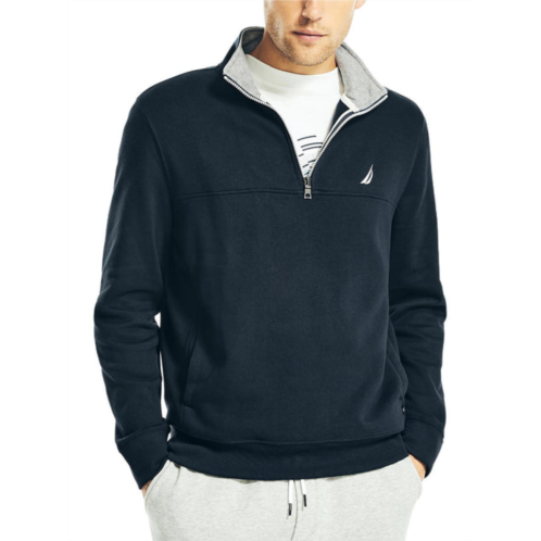 Nautica mens fleece long sleeves 3/4 zip pullover