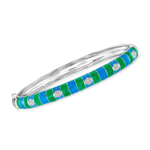 Ross-Simons diamond bangle bracelet with blue and green enamel in sterling silver
