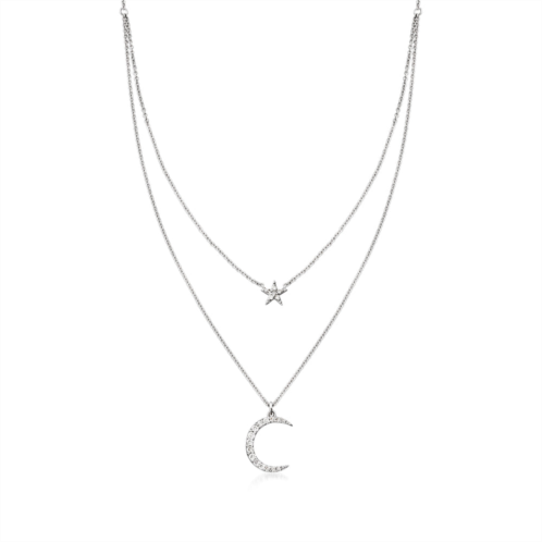 Ross-Simons diamond star and moon layered necklace in sterling silver