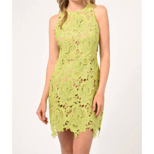 Adelyn rae cassie 3d crochet mini dress in lime green
