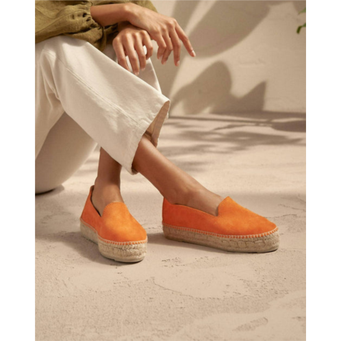 MANEBI womens suede double sole espadrille in sunset orange