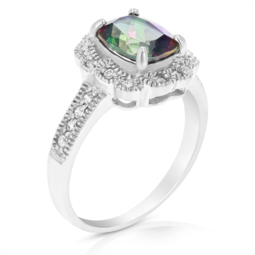 Vir Jewels 2.20 cttw mystic topaz ring .925 sterling silver with rhodium emerald shape