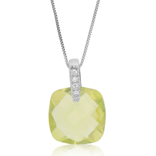 Vir Jewels 14 cttw pendant necklace, lemon quartz pendant necklace for women in .925 sterling silver with 18 inch chain, prong setting