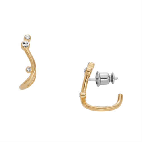 Skagen womens glitz wave gold-tone stainless steel hoop earrings