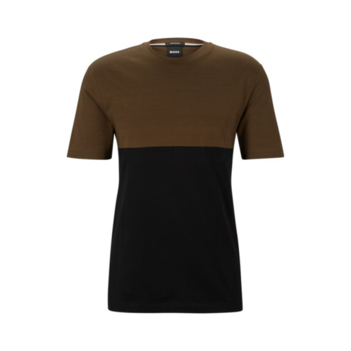 BOSS interlock-cotton regular-fit t-shirt with color-blocking