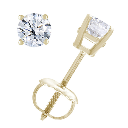 Vir Jewels 5/8 cttw i1-i2 clarity certified diamond stud earrings 14k yellow gold round with screw backs