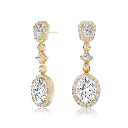 Genevive sterling silver gold plated cubic zirconia accent long drop earrings