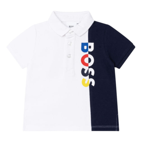 BOSS white & navy logo polo