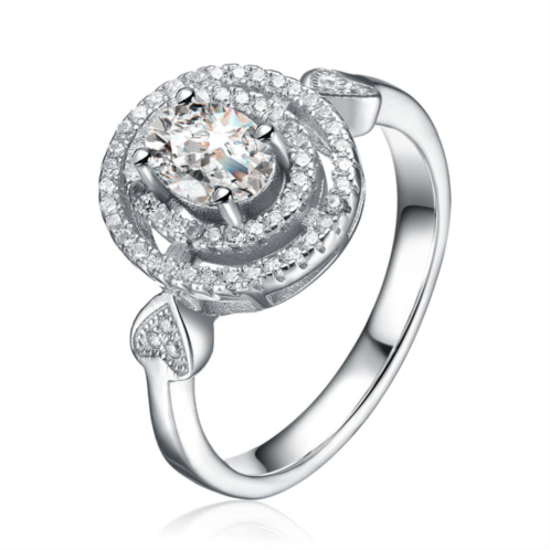 Genevive sterling silver cubic zirconia double halo ring
