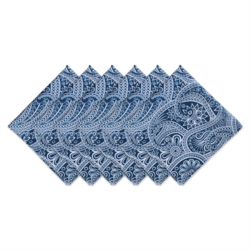 DII outdoor blue paisley napkin set/6