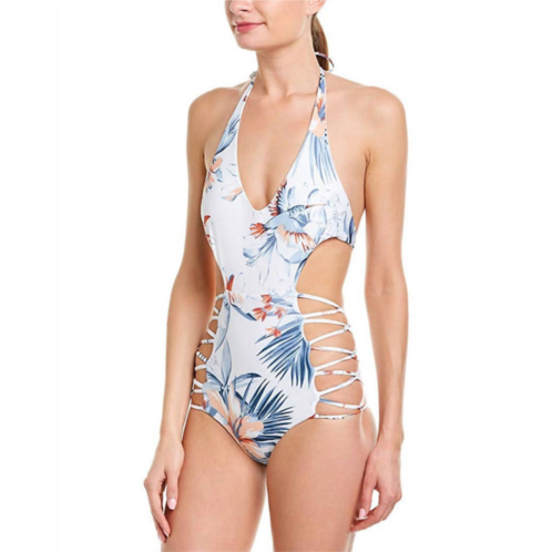 L*SPACE fire tripp strappy halter one piece in birds of paradise