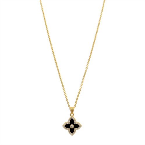 Adornia black clover necklace gold