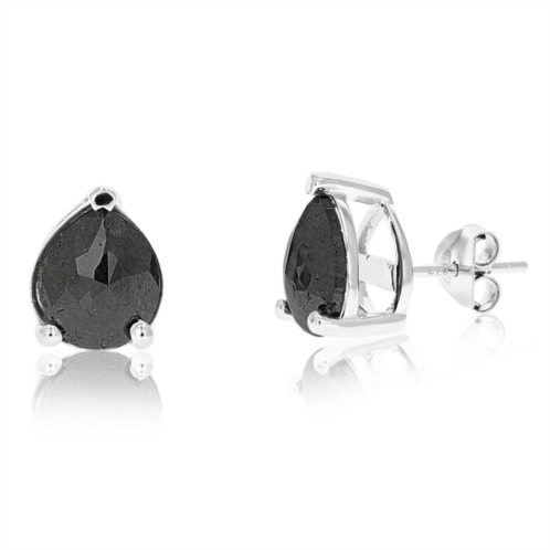 Vir Jewels 4 cttw pear shape black diamond stud earrings .925 sterling silver prong set