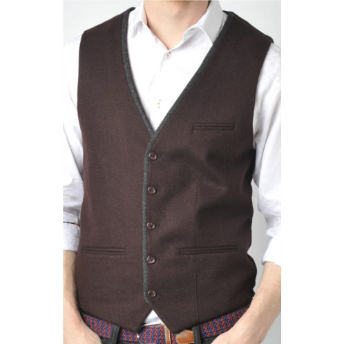Luchiano Visconti burgundy vest with grey piping (big & tall)