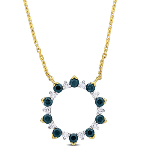 Mimi & Max 5/8ct tgw blue sapphire and 1/6ct tdw diamond pendant with chain in 10k yellow gold - 16.5 in
