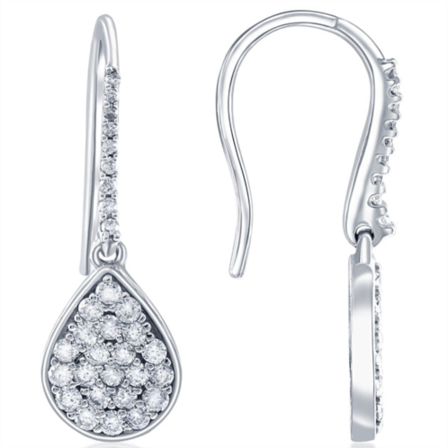 Pompeii3 vs 1 1/8ct diamond hoops dangle pear shape earrings 18k white gold 1 1/4 tall