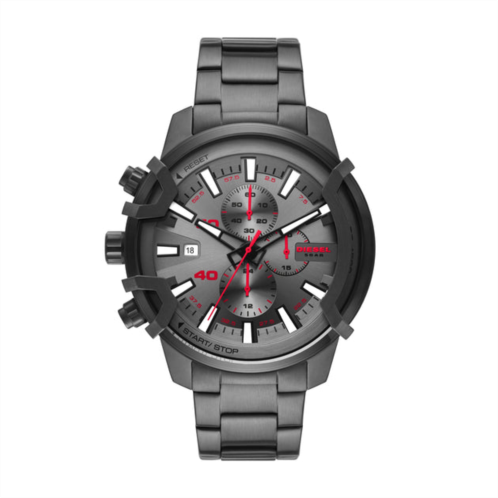 Diesel mens griffed chronograph, gunmetal-tone stainless steel watch