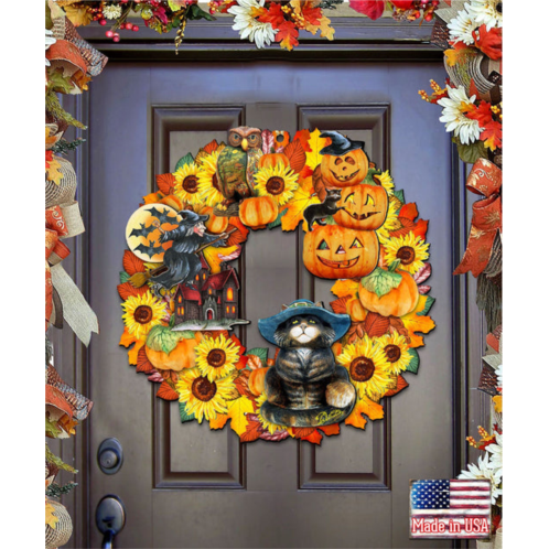Designocracy halloween wreath wood home decoration