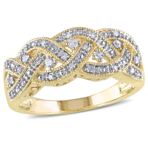 Mimi & Max 1/8 ct tw diamond braided ring in yellow plated sterling silver