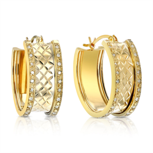 Vir Jewels 1/4 cttw diamond hoop earrings yellow gold plated over .925 silver 1 inch design