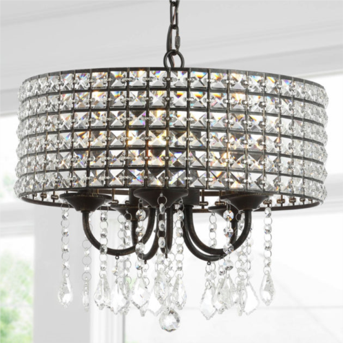 JONATHAN Y reese 17 metal/crystal adjustable led drop chandelier