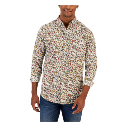 Club Room mens cotton printed button-down shirt
