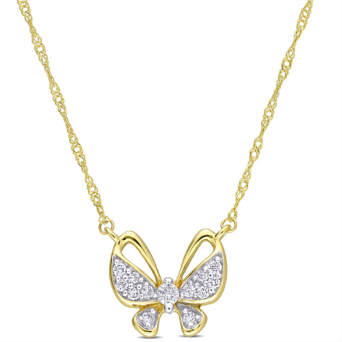 Mimi & Max 1/8ct tdw diamond butterfly pendant w/ chain in 10k yellow gold