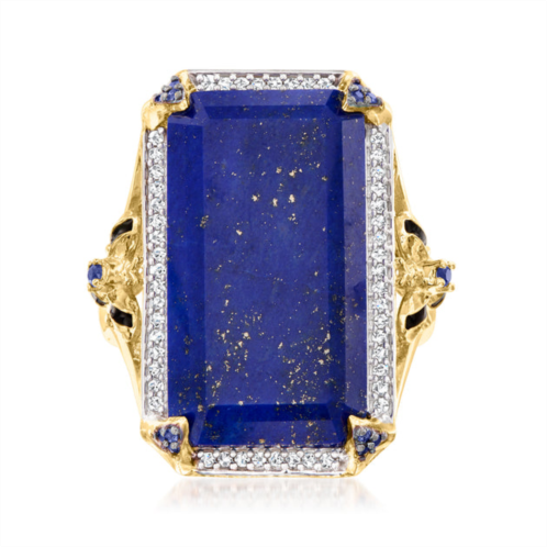 Ross-Simons lapis, white topaz and . sapphire bumblebee ring with black enamel in 18kt gold over sterling