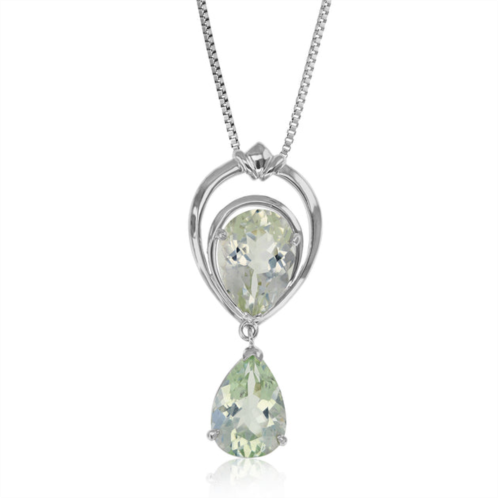 Vir Jewels 3 cttw green amethyst pendant .925 sterling silver with 18 inch chain included