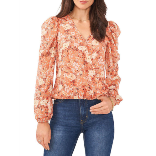 1.State womens floral blouson wrap top