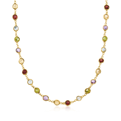 Ross-Simons bezel-set multi-gemstone necklace in 18kt gold over sterling
