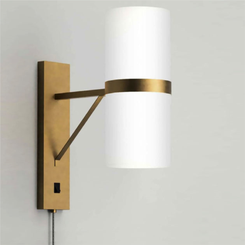 Nova of california cylindro wall sconce - brushed brass, glass shade