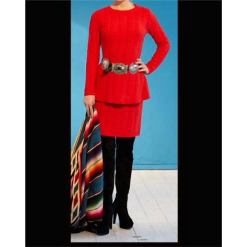 Roja Collection fit and flare fishermans cable knit sweater-crr in red