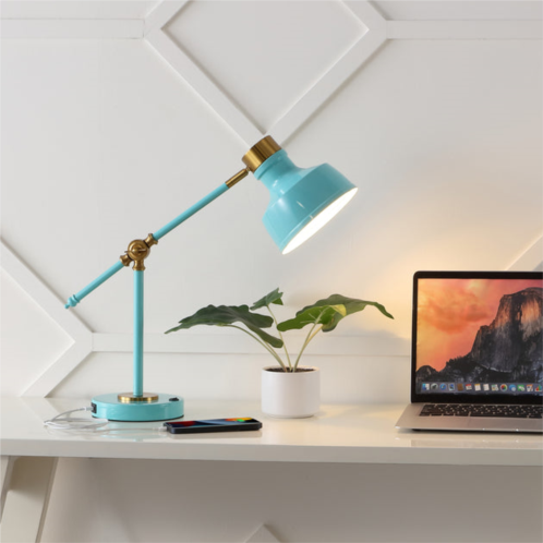 JONATHAN Y allegra 18.5 classic farmhouse adjustable cantilever led task lamp with usb charging port