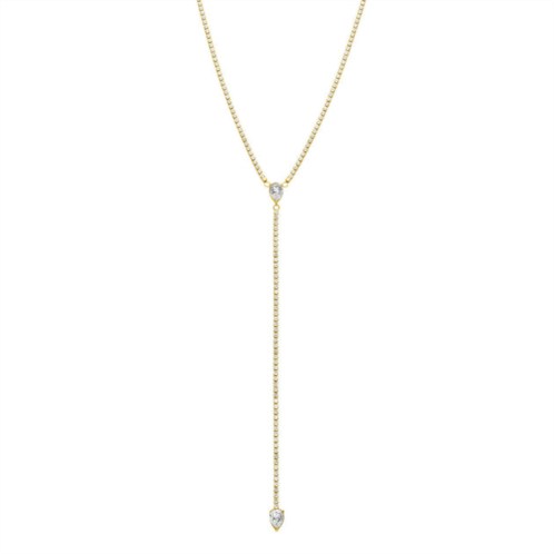 Adornia water resistant crystal y- lariat drop tennis chain necklace gold