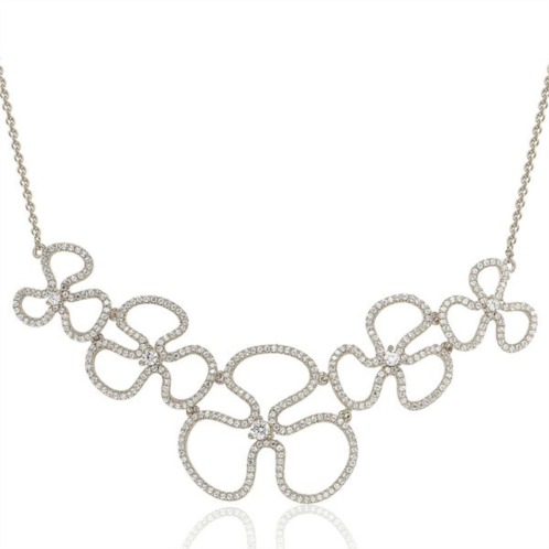 Suzy Levian sterling silver cubic zirconia floral thin necklace