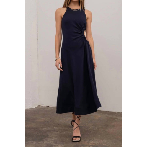 MOON RIVER side cut out dress in navy