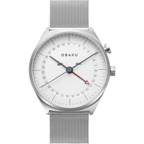 Obaku mens dato white dial watch