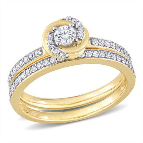 Mimi & Max 1/2ct tdw diamond double swirl bridal set in 14k yellow gold