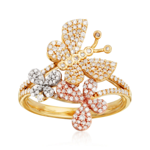 Ross-Simons diamond butterfly ring in 14kt tri-colored gold