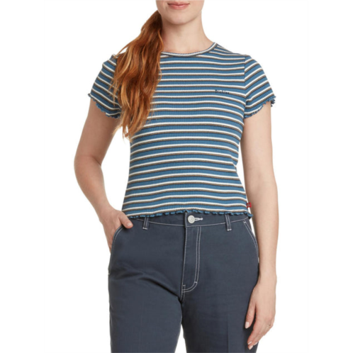 Dickies juniors womens striped cropped t-shirt