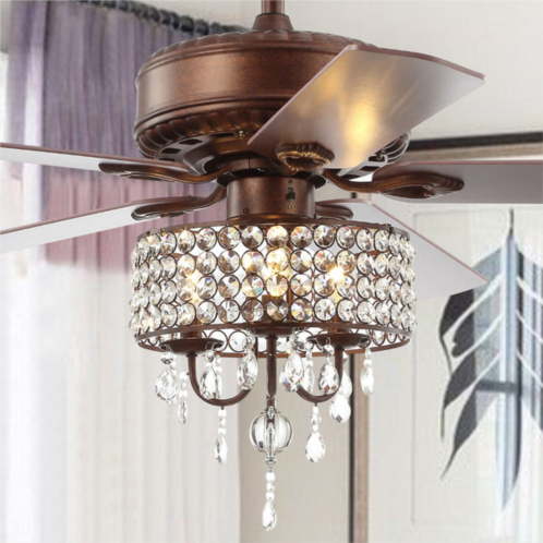 JONATHAN Y becky 52 3-light crystal led chandelier fan with remote